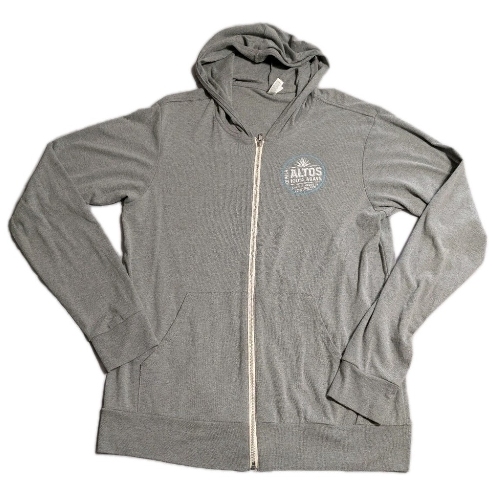 Olmeca Altos 100% Agave Hoodie Full Zip Gray Graphic Sweatshirt‎ XL
